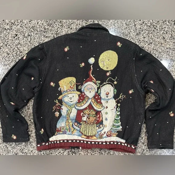 ✨VTG✨ Painted Pony Sweater Christmas Santa
Snowman Tapestry Jacket Med 🎅🏼☃️🎄 - Picture 13 of 15